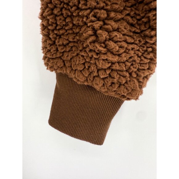 BTFBM Women's Button Down Sherpa Shacket Jacket LSV Faux Fur Teddy Bear S Brown - Picture 4 of 8